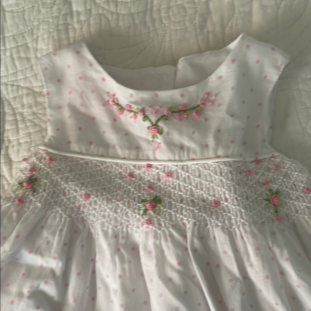 White Floral Dress with Pink Accents